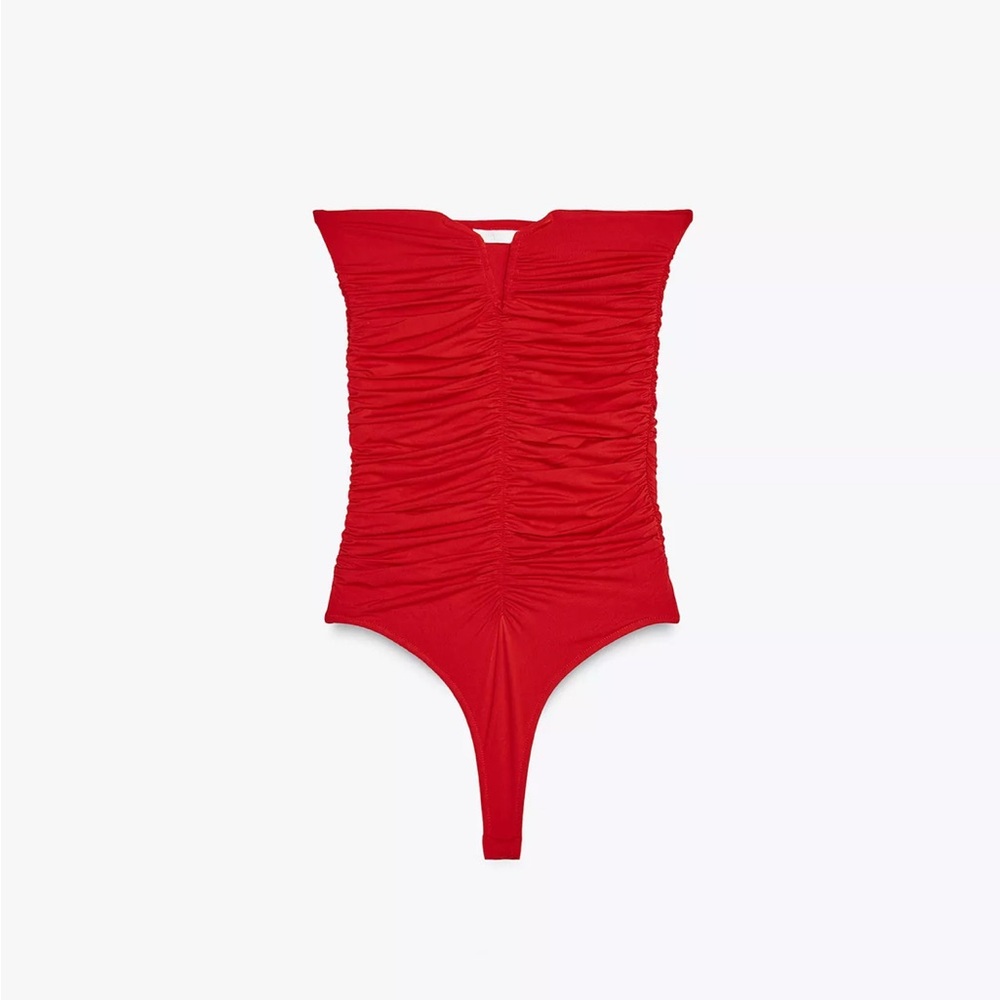 Zara Red Ruched Bodysuit (medium)